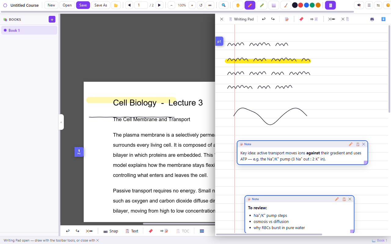 Writing pad with note cards and linked markers