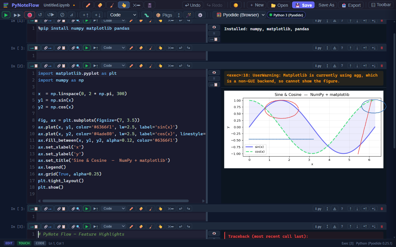Dark side-by-side with annotation